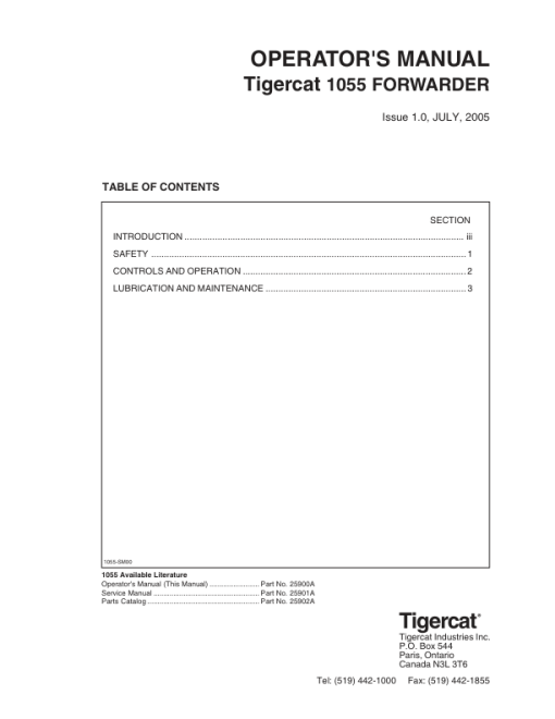 Tigercat 1045, 1055 Forwarder Repair Service Manual - Image 4