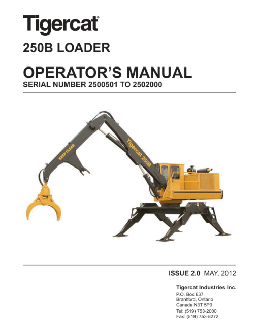 Tigercat 250B Loader Repair Service Manual (2500501 - 2502000) - Image 2