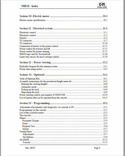 OM PIMESPO Thesi Series 4519 Reach Trucks Workshop Repair Manual - Image 2