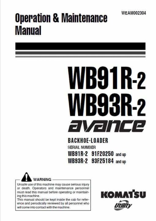 Komatsu WB91R-2, WB93R-2 Backhoe Loader Repair Service Manual - Image 3