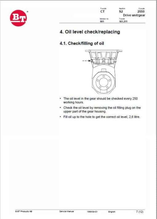 BT CTX 1300SEi, CTX 1300SEi-SF Forklift Truck Service Manual - Image 3