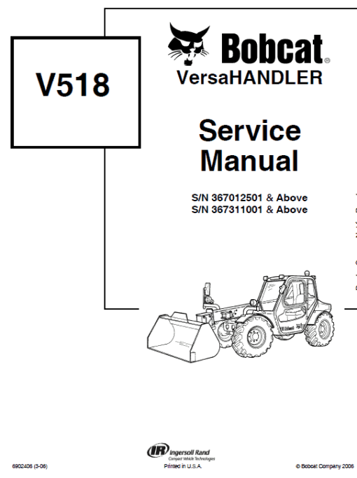 Bobcat V518 VersaHANDLER Telescopic Service Manual - Image 8