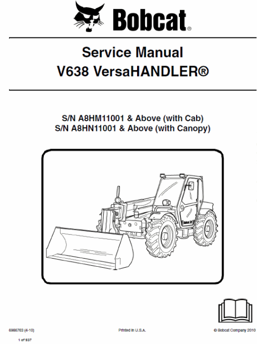 Bobcat V638 VersaHANDLER Telescopic Service Manual - Image 3