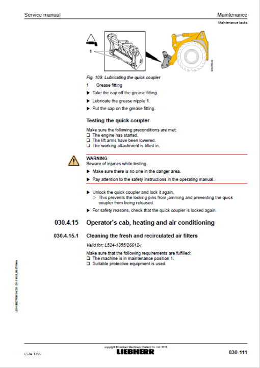 Liebherr L524 Type 1355 Wheel Loader Service Manual - Image 3