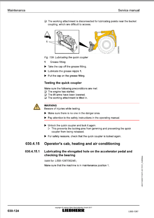 Liebherr L550 Type 1287 Wheel Loader Service Manual - Image 3