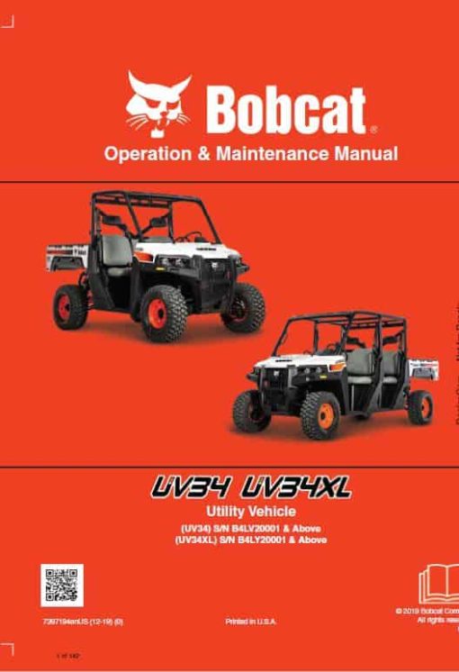 Bobcat UV34, UV34XL Utility Vehicle Service Repair Manual - Image 4