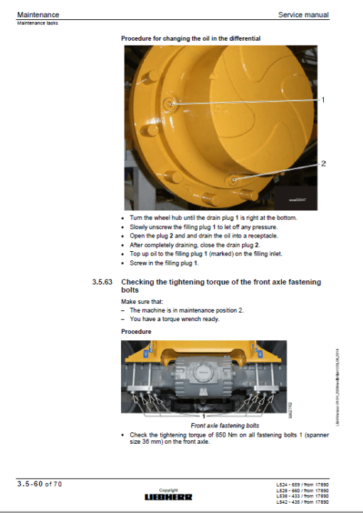 Liebherr L524, L528, L538, L542 Wheel Loader Service Manual - Image 2