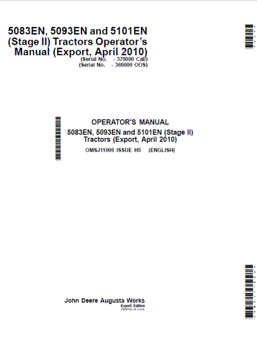 John Deere 5083EN, 5093EN, 5101EN (Tier 2 & 3 ) Repair Technical Manual - Image 3