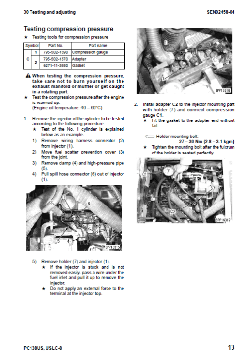 Komatsu PC138US-8, PC138USLC-8 Excavator Service Manual - Image 3