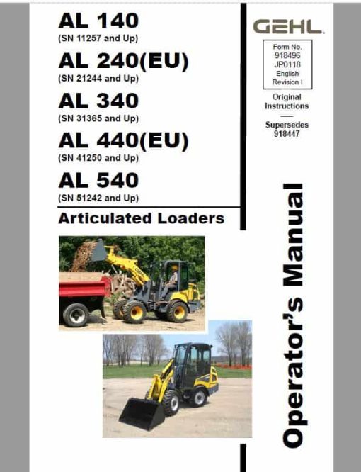 Gehl AL 340 Articulated Loader Repair Service Manual - Image 2