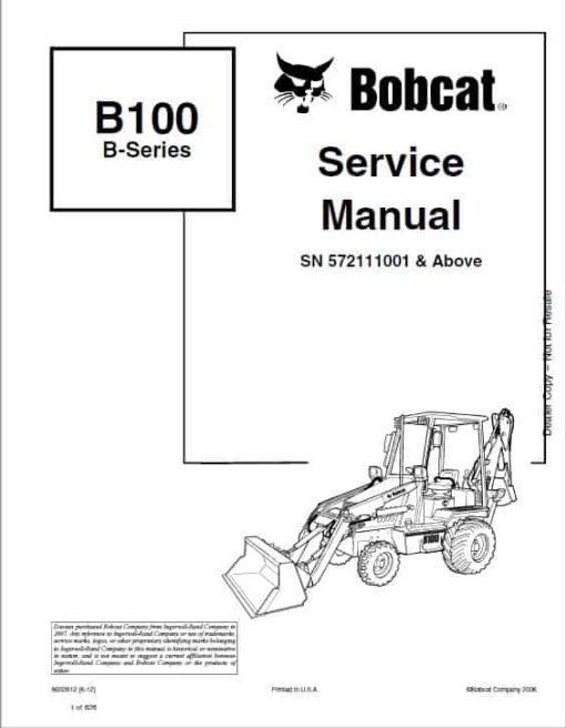 Bobcat B100 Loader Service Repair Manual - Image 3