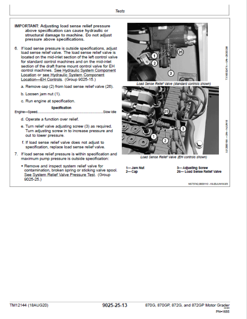 John Deere 870G, 870GP, 872G, 872GP Grader Manual (S.N 634754 -656507 & Engines W01 & W04) - Image 3