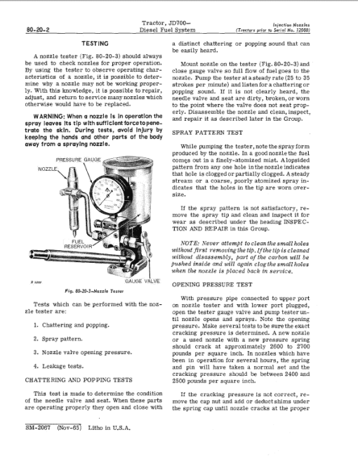 John Deere JD 700 Tractor Repair Technical Manual SM2067 - Image 3