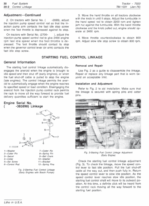 John Deere 7020 Tractor Repair Technical Manual (TM1031) - Image 3