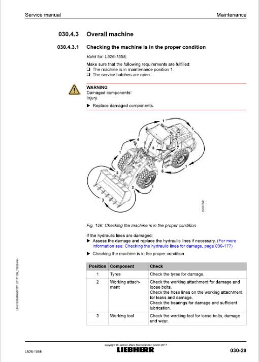 Liebherr L526 Type 1558 Wheel Loader Service Manual - Image 3