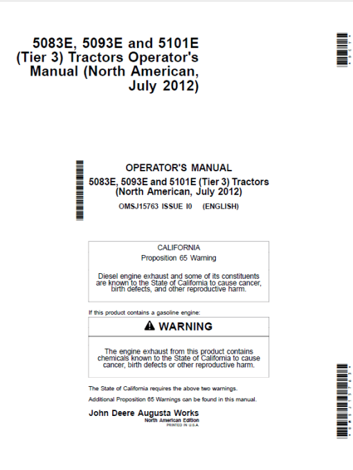 John Deere 5083E, 5093E, 5101E Tractors Repair Technical Manual - Image 3