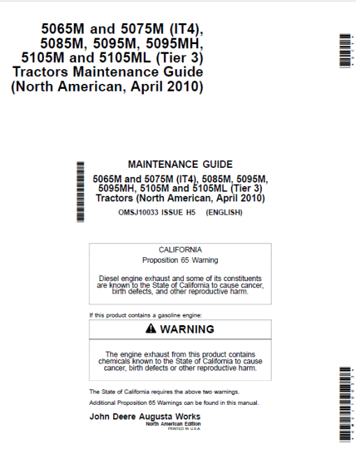 John Deere 5100M, 5100MH, 5100ML, 5115M, 5115ML (IT4) Tractors Repair Manual - Image 3