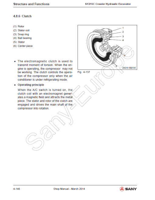 Sany SY215C Hydraulic Excavator Repair Service Manual - Image 3