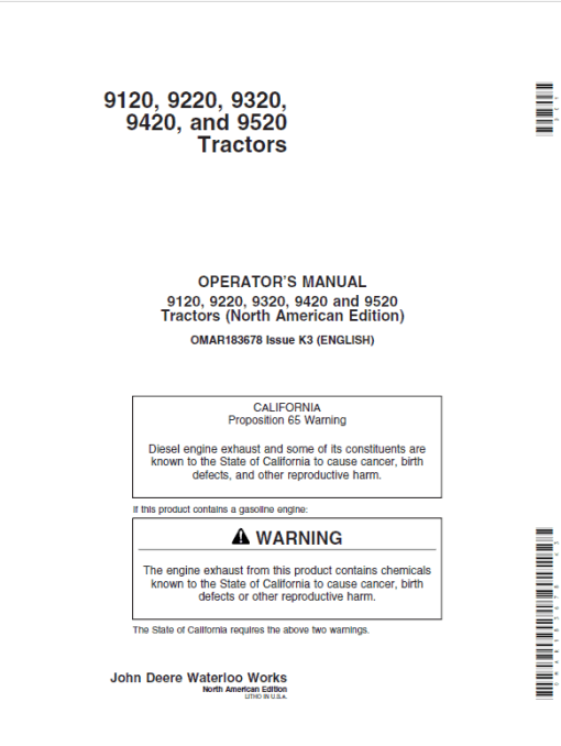 John Deere 9120, 9220, 9320 Tractors Repair Technical Manual - Image 3