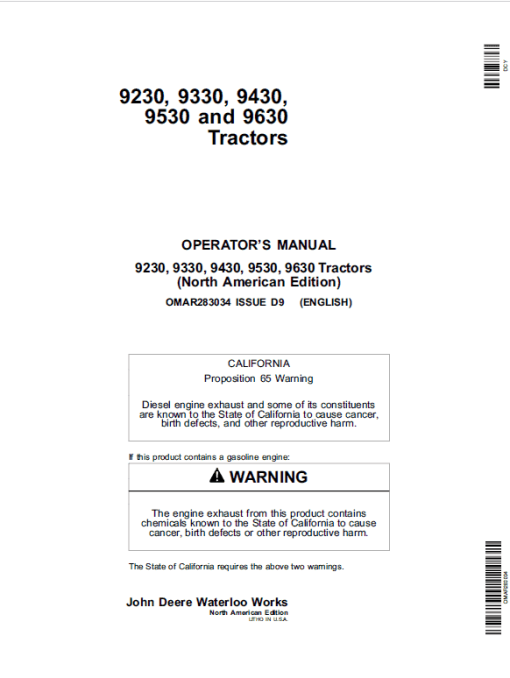 John Deere 9230, 9330, 9430, 9530, 9630 Tractors Repair Technical Manual - Image 3