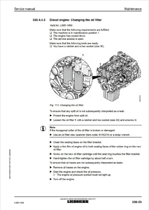 Liebherr L580 Type 1464 Wheel Loader Service Manual - Image 4