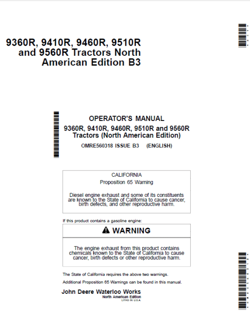 John Deere 9360R, 9410R, 9460R, 9510R, 9560R Tractors Repair Manual - Image 3