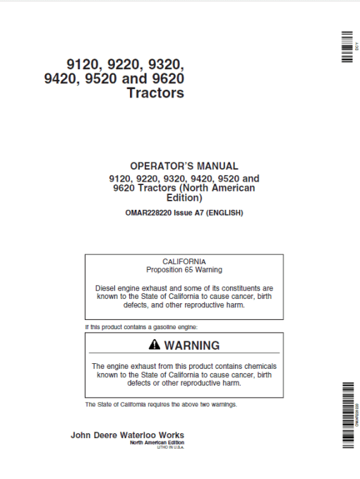 John Deere 9420, 9520, 9620 Tractors Repair Technical Manual - Image 3