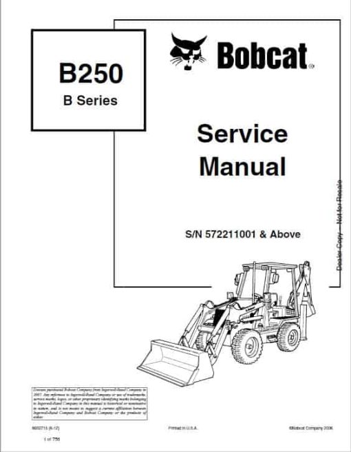 Bobcat B250 Loader Service Repair Manual - Image 3