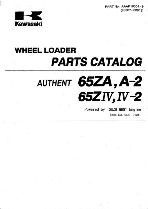 Kawasaki 65ZIV-2 Wheel Loader Repair Service Manual - Image 2