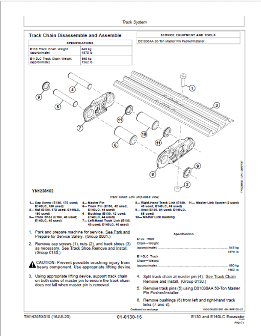 John Deere E130, E140LC Excavator Repair Technical Manual (SN. after DXXXXXX – ) - Image 3