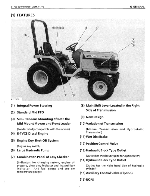 Kubota B1700, B2100, B2400 Tractor Workshop Service Manual - Image 2