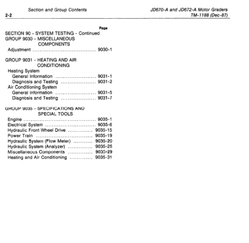 John Deere 670A, 672A Motor Grader Technical Manual (TM1188) - Image 4