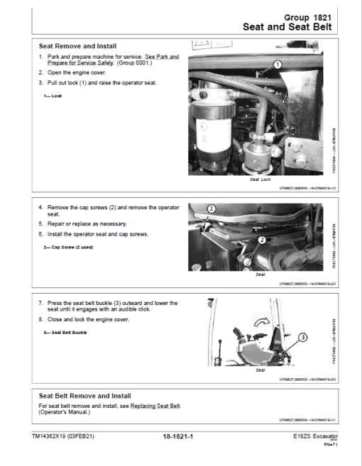 John Deere E18ZS Excavator Repair Technical Manual (SN. D016000 - ) - Image 3