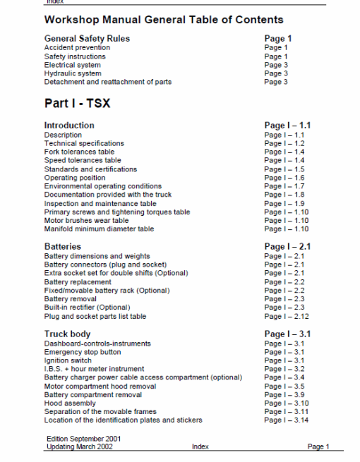 OM Pimespo TSX, CTX and CTXi Pallet Stacker Workshop Repair Manual - Image 3