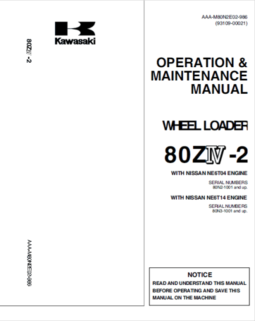 Kawasaki 80ZIV-2 Wheel Loader Repair Service Manual - Image 3