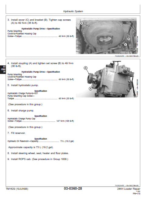 John Deere 244H Loader Repair Technical Manual - Image 2