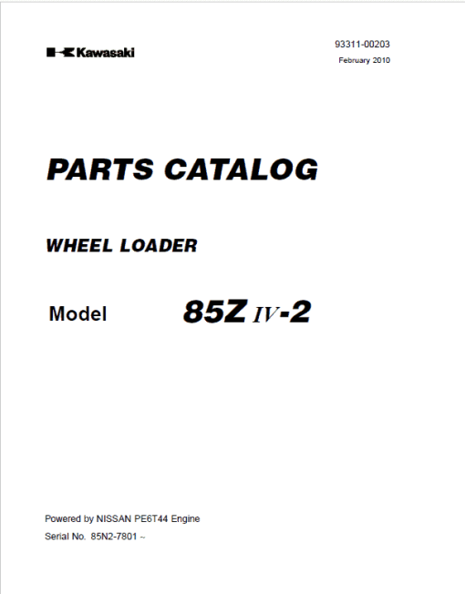 Kawasaki 85ZIV-2 Wheel Loader Repair Service Manual - Image 2