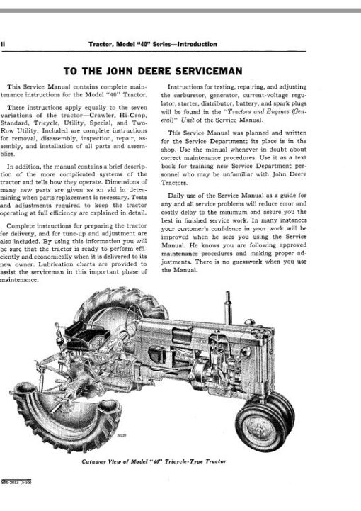 John Deere 40 Series Tractors Repair Technical Manual (SM2013) - Image 3