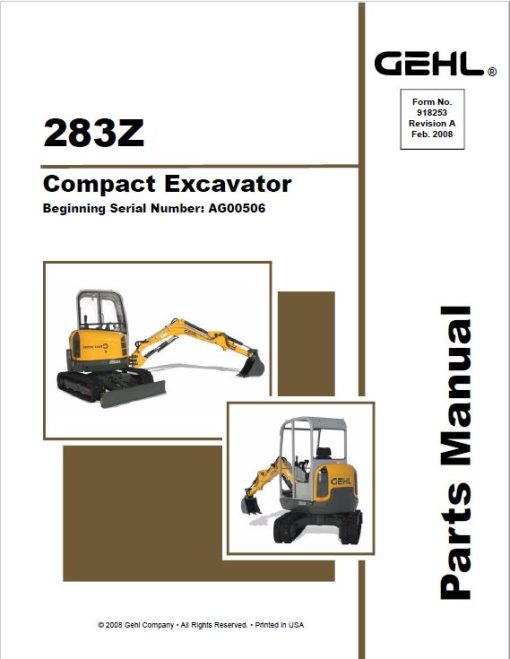 Gehl GE 283Z Compact Excavator Repair Service Manual - Image 3