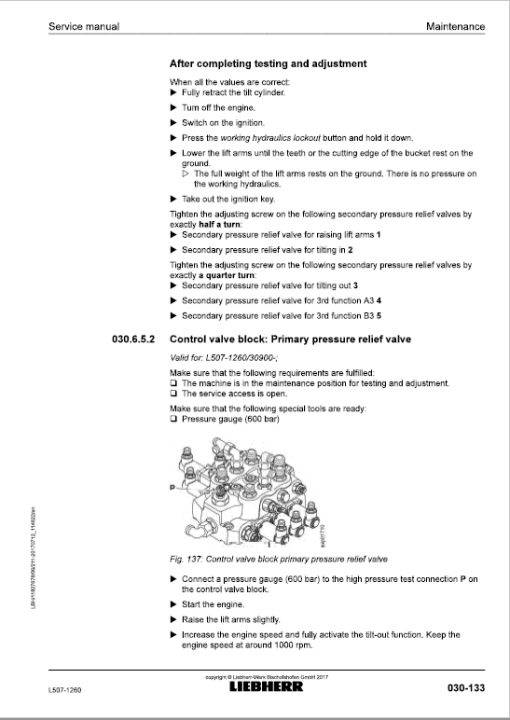 Liebherr L507 Type 1260 Wheel Loader Service Manual - Image 3