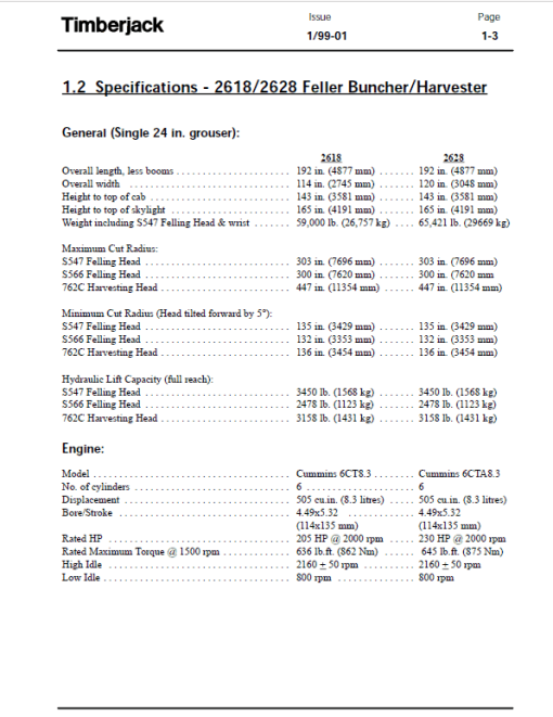 John Deere Timberjack 2618, 2628 Tracked Feller Bunchers Harvester Repair Manual - Image 4