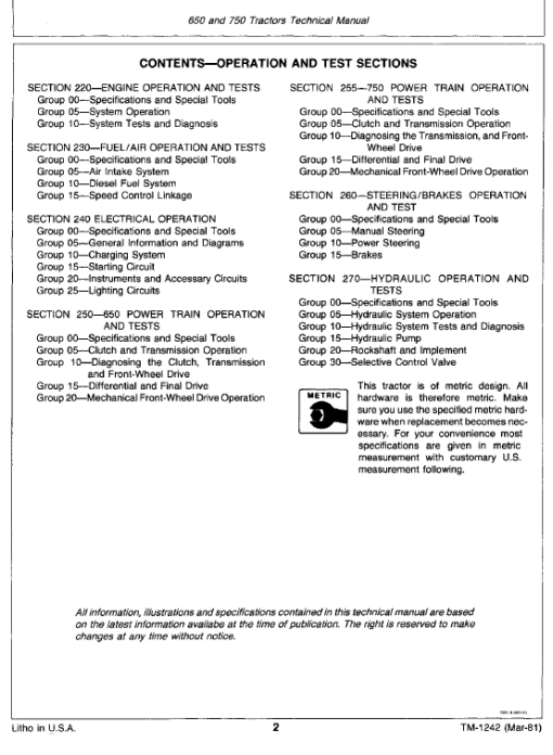 John Deere 650 and 750 Tractors Repair Technical Manual (TM1242) - Image 4