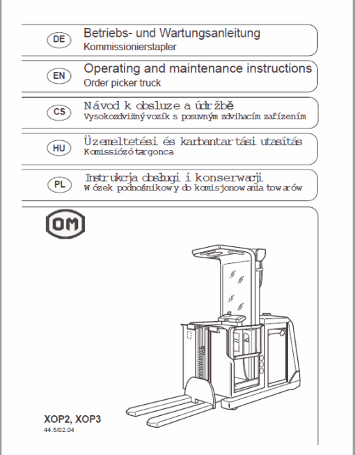 OM Pimespo XOP2, XOP3,  XOP2ac and XOP3ac Ordre Picker Workshop Repair Manual - Image 6