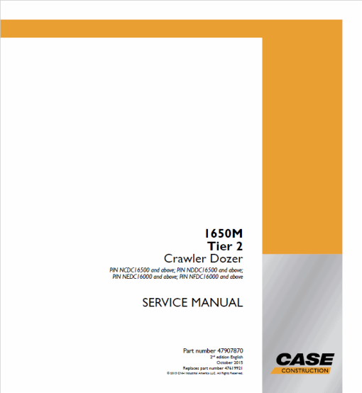 Case 1650M Crawler Dozer Service Manual - Image 2