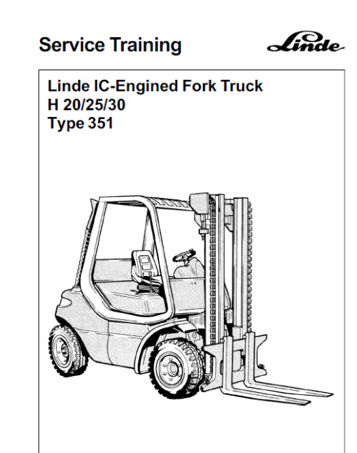 Linde Type 351 LPG Forklift Truck: H20, H25, H30, H35  Service Training Manual - Image 10