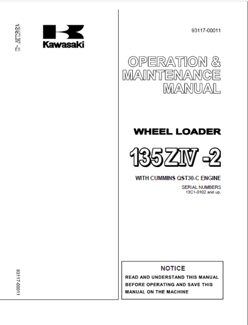 Kawasaki 135ZIV-2 Wheel Loader Repair Service Manual - Image 5