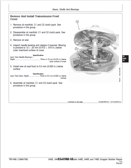 John Deere 540E, 640E, 740E Skidder Repair Technical Manual - Image 3