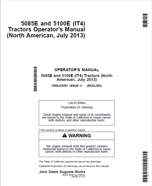 John Deere 5085E, 5100E (IT4) Tractors Service Repair Manual (TM128219 and TM128319) - Image 3