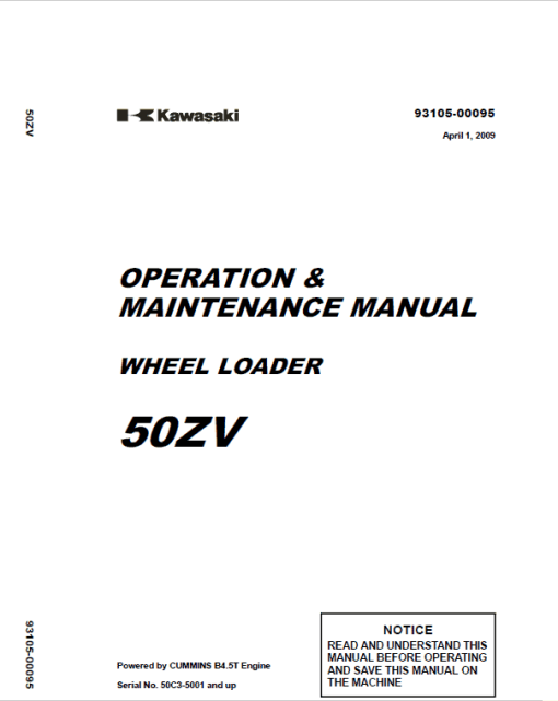 Kawasaki 50ZV Wheel Loader Repair Service Manual - Image 2