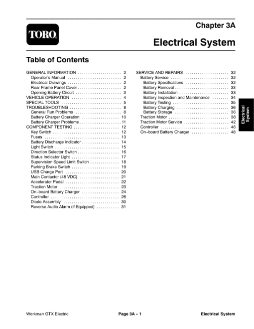 Toro Workman GTX Electric & Lithium Service Repair Manual - Image 3